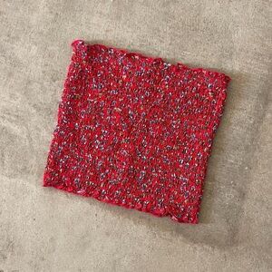 windsor red floral strapless bandeau top